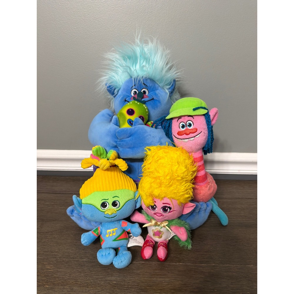 Dreamworks Trolls Mr. Dinkles, Cooper, Bounty‎ Hunter & Viva Plush Bundle